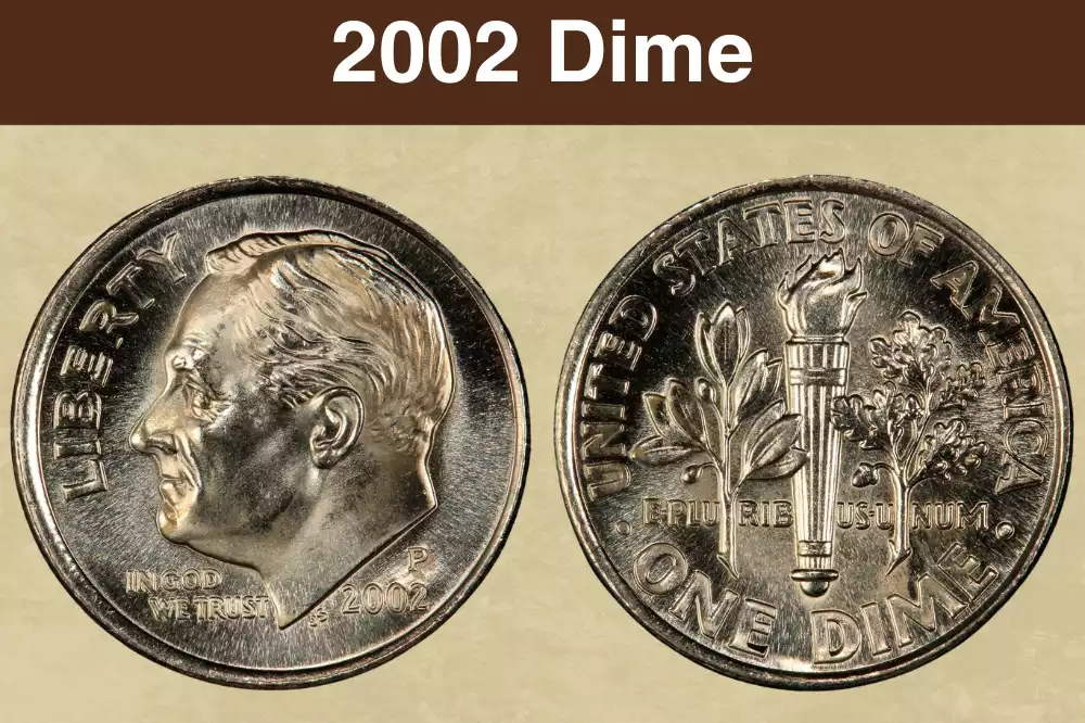 2002 Roosevelt dime obverse and reverse showing sharp detail and luster